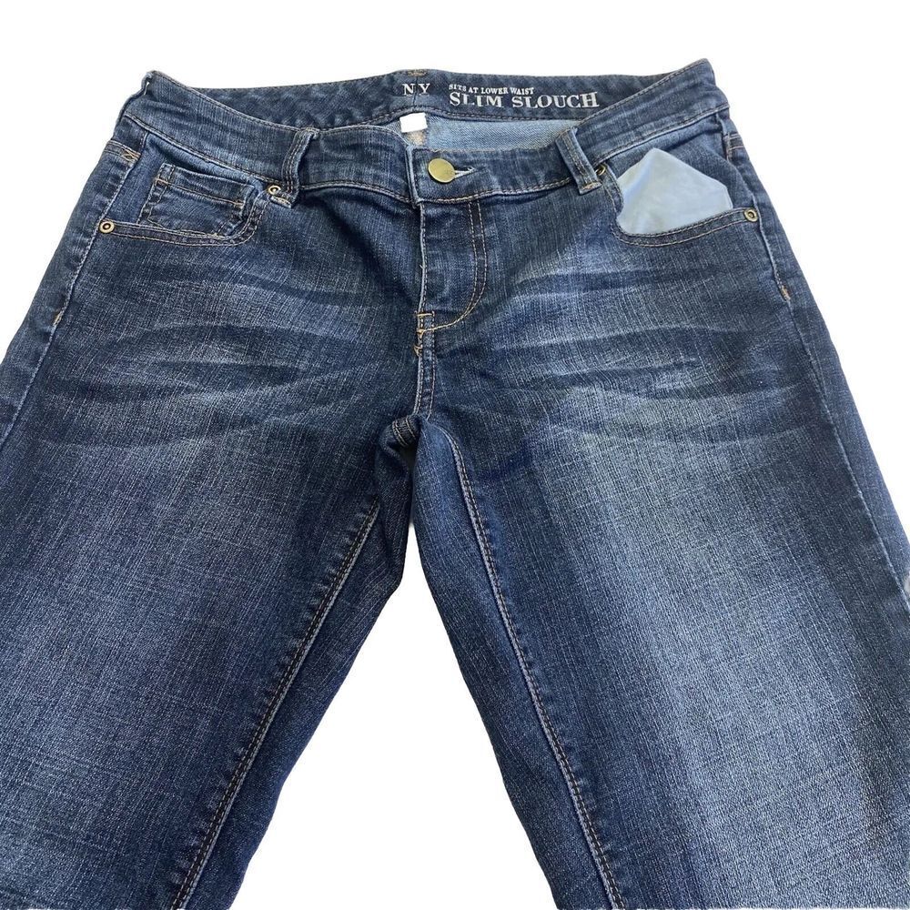 NY&C Womens Slim Slouch Sits at Lower Waist Blue Denim Jeans Size 4‎ Stretch